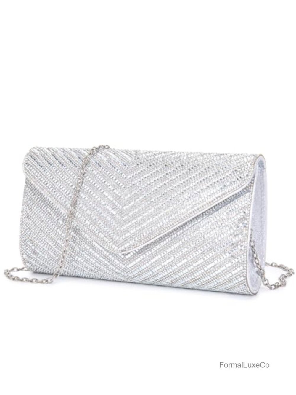 Rhinestone Envelope Clutch Evening Bag Crossbody Detachable Chain Bridal